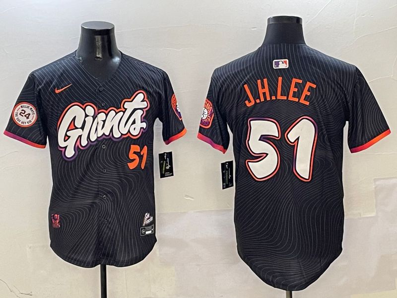 Men San Francisco Giants #51 J.H.Lee Black Second generation Joint Name Nike 2025 MLB Jersey style 21